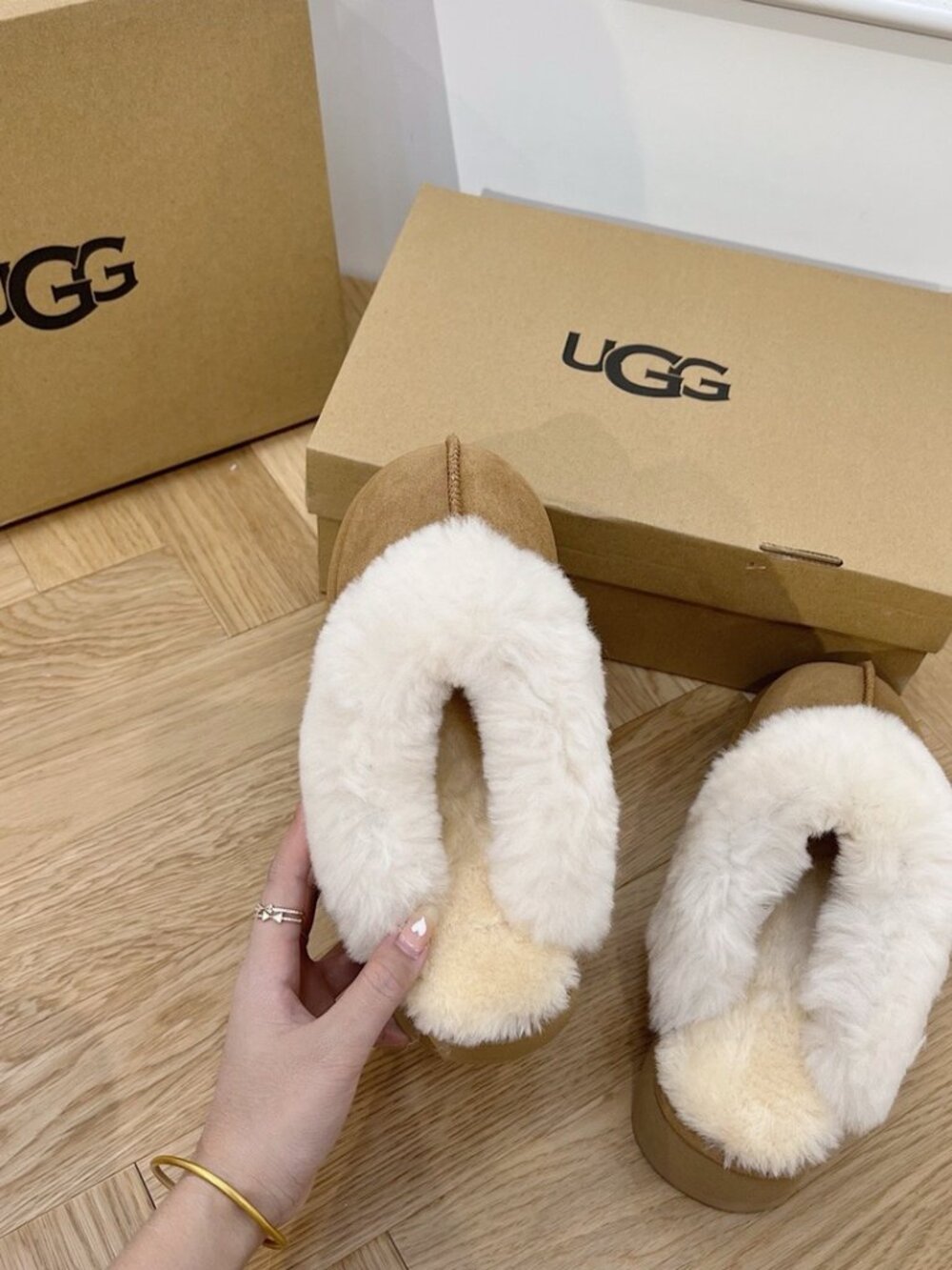 UGG Camel Plush Platform Mule Slippers - Picture 5 of 9